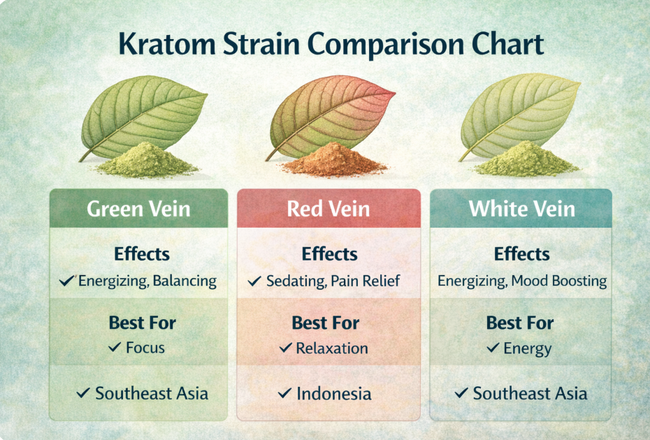 Kratom Strain Comparison Chart